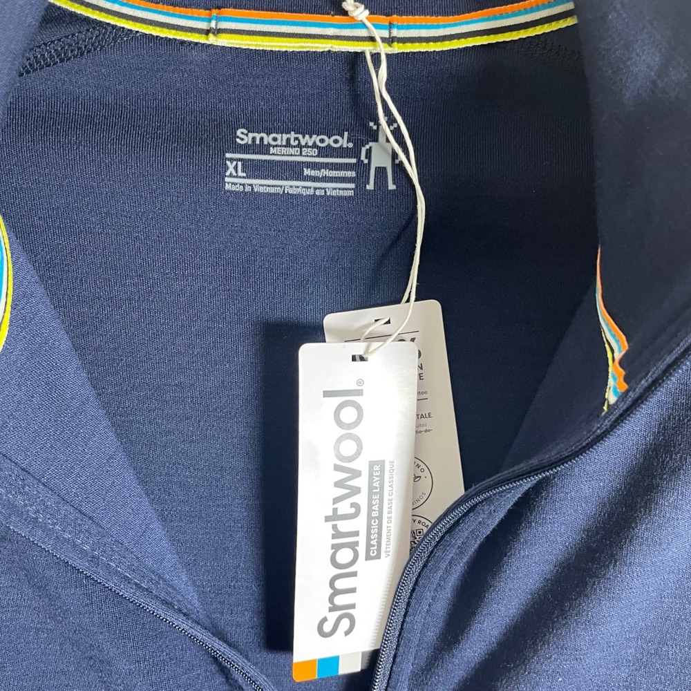 Smartwool Mens Classic Thermal Merino 250 1/4 Zip Deep Navy XL SW016355092 NWT - Picture 5 of 9